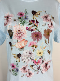 Spring Floral Tee in Light Blue