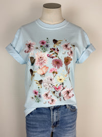Spring Floral Tee in Light Blue