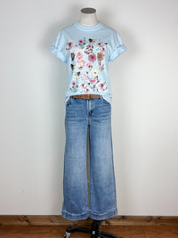 Spring Floral Tee in Light Blue