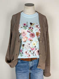 Spring Floral Tee in Light Blue