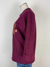 Hey Sugar Sequin Patch Cut Sweatshirt in Maroon