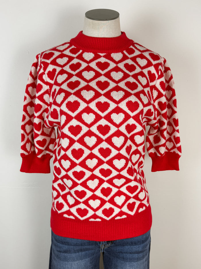 Kayla Heart Sweater in Red