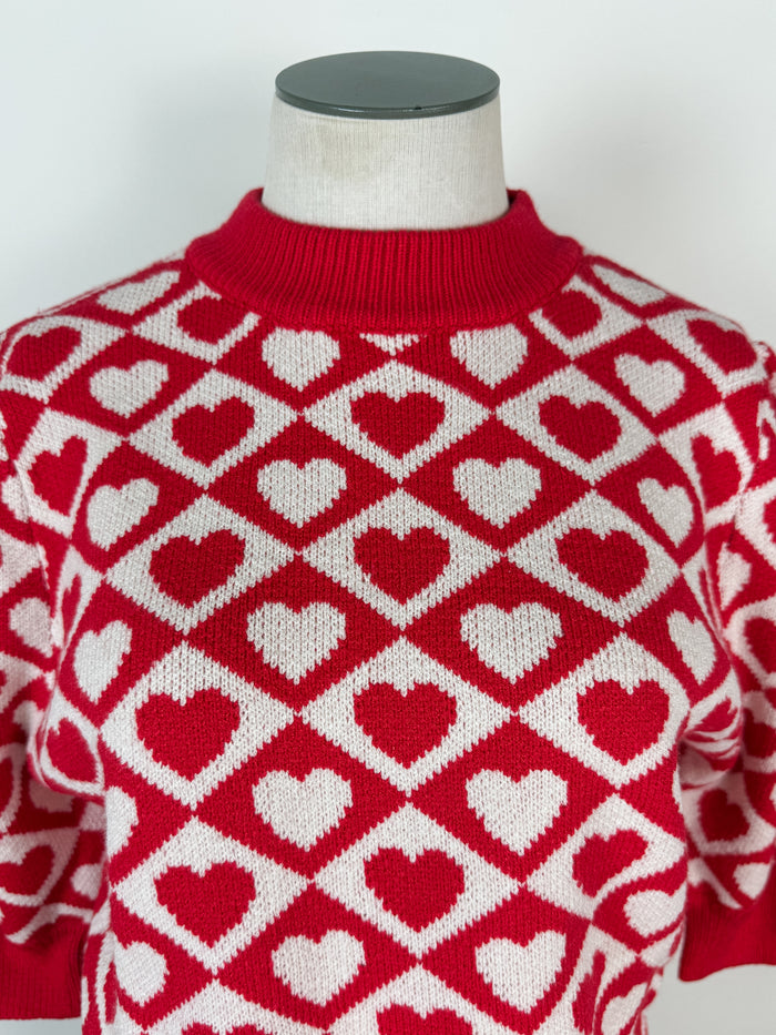 Kayla Heart Sweater in Red
