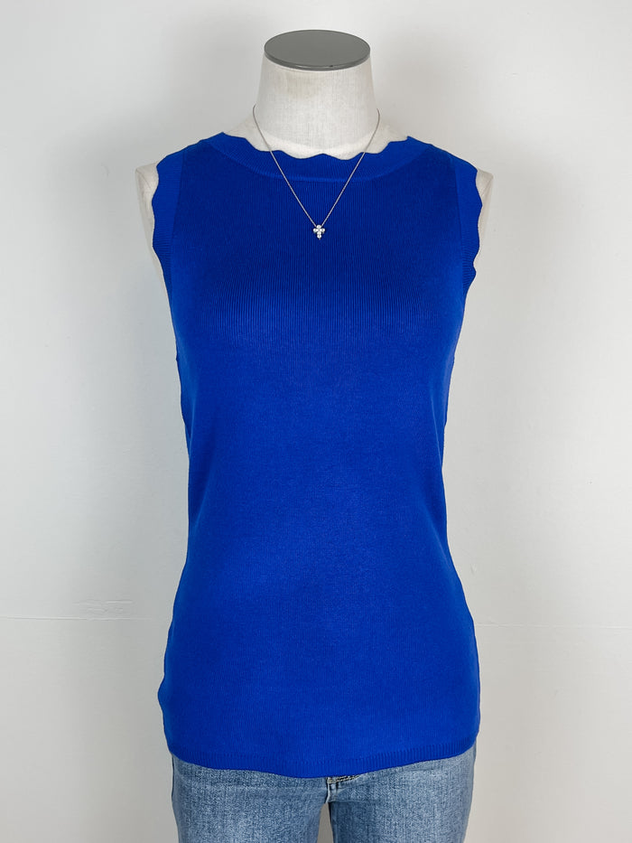 Gemma Scalloped Knit Tank in Royal