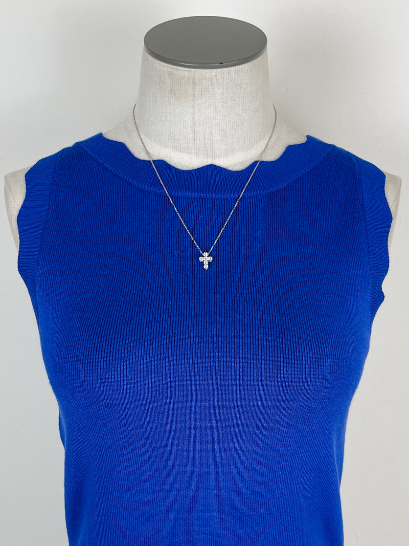 Gemma Scalloped Knit Tank in Royal