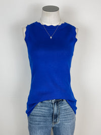 Gemma Scalloped Knit Tank in Royal