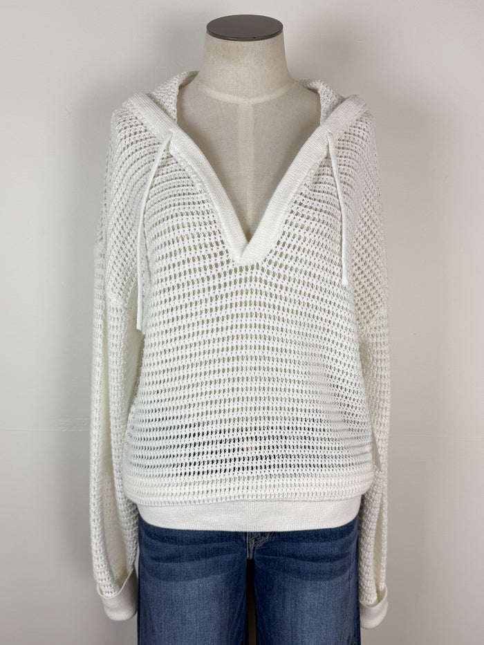 Mary Crochet Hoodie in White