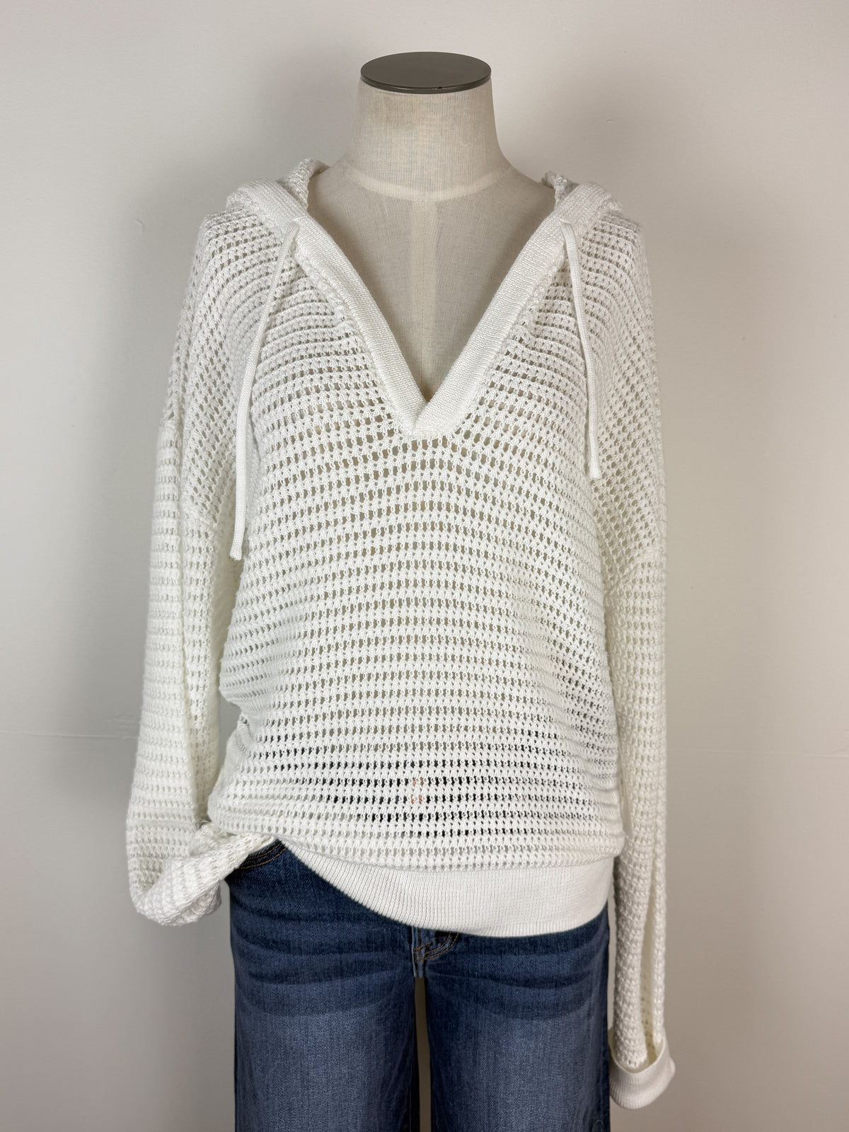 Mary Crochet Hoodie in White