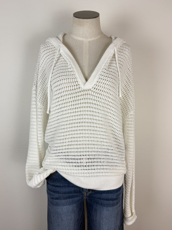 Mary Crochet Hoodie in White