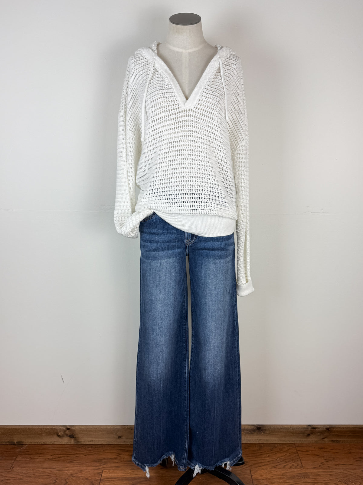 Mary Crochet Hoodie in White