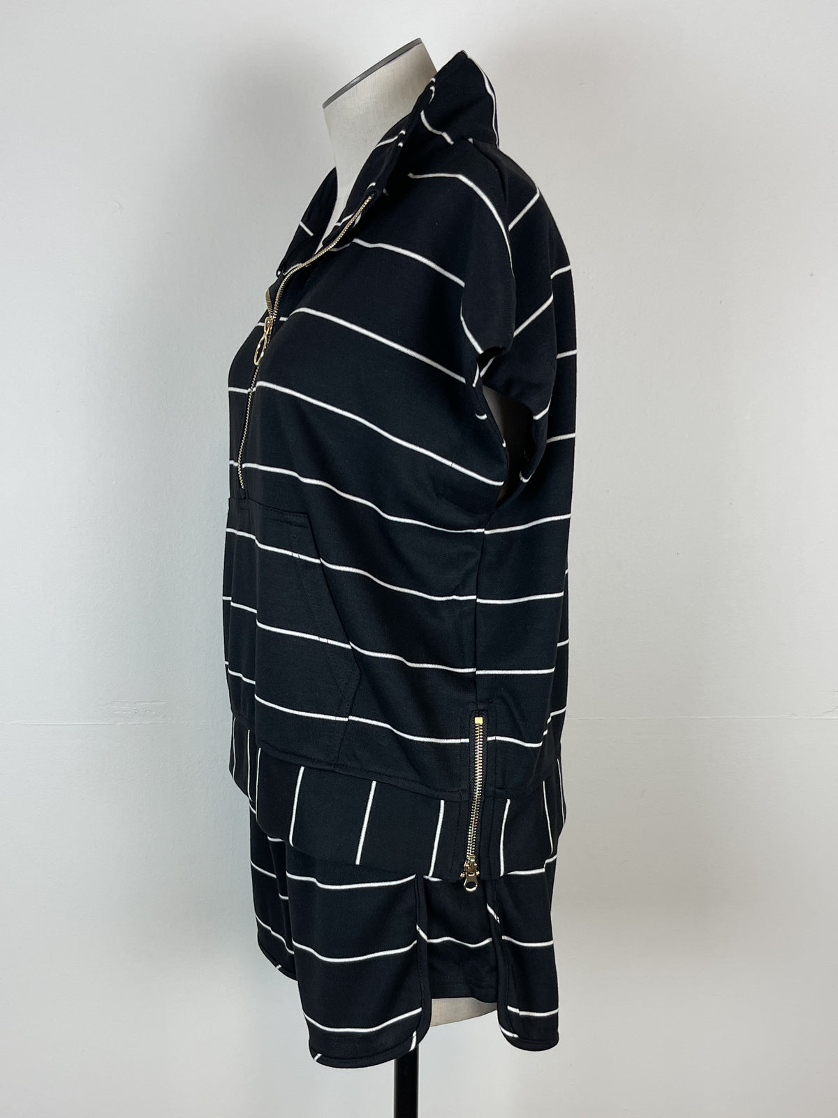 Cassidy Striped Half Zip in Black/White