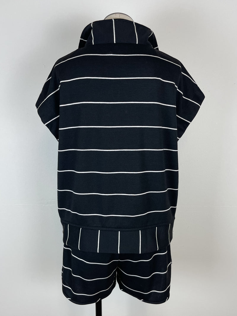 Cassidy Striped Half Zip in Black/White