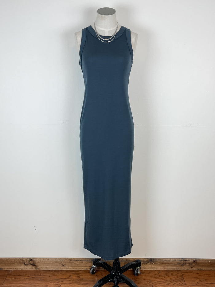 Payton Basic Maxi Dress in Charcoal Blue