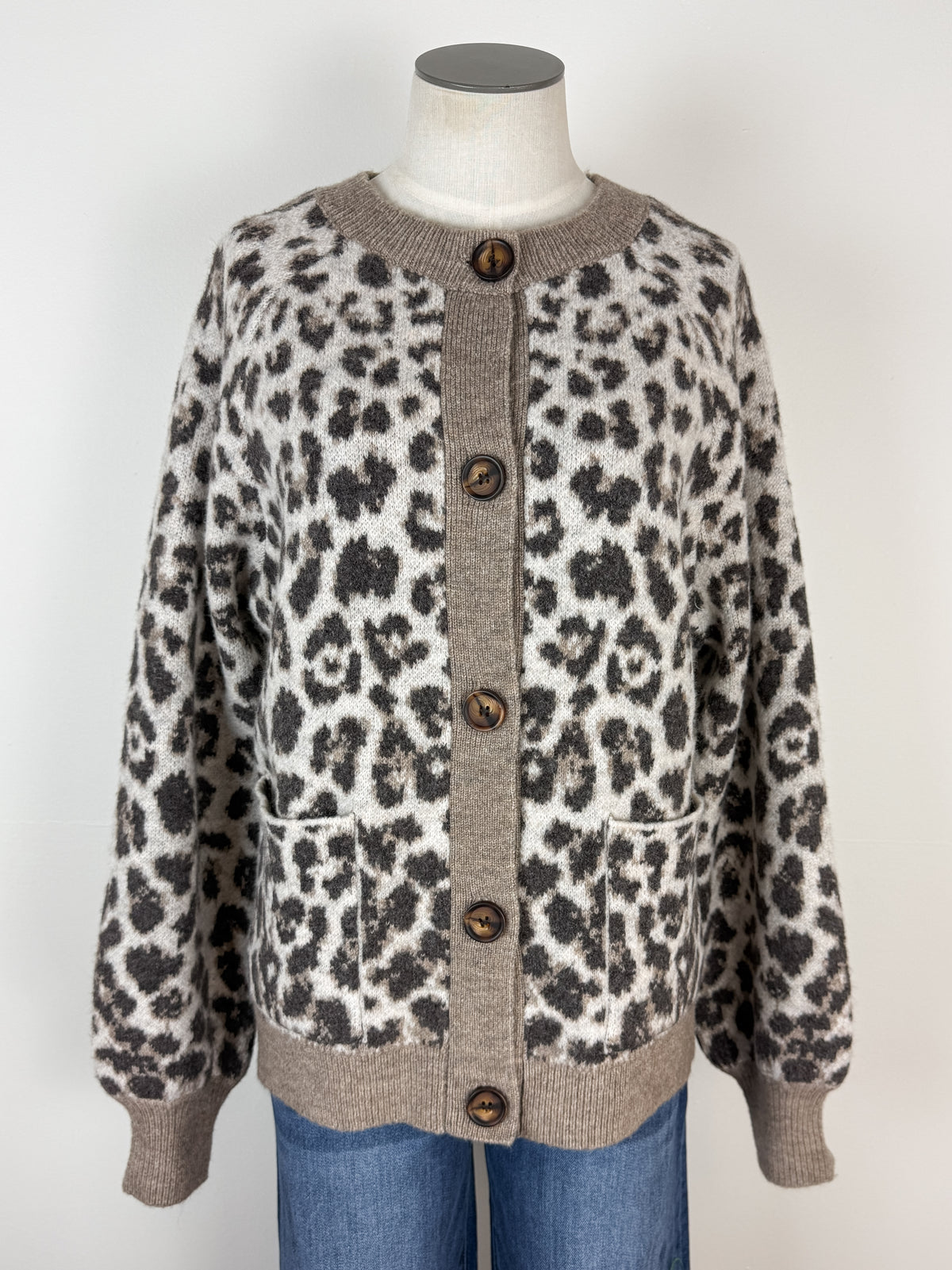 April Button Down Cardigan in Leopard