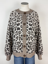 April Button Down Cardigan in Leopard