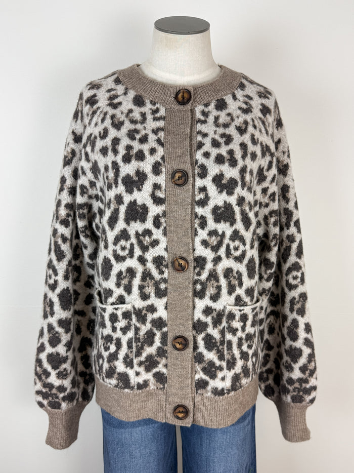 April Button Down Cardigan in Leopard