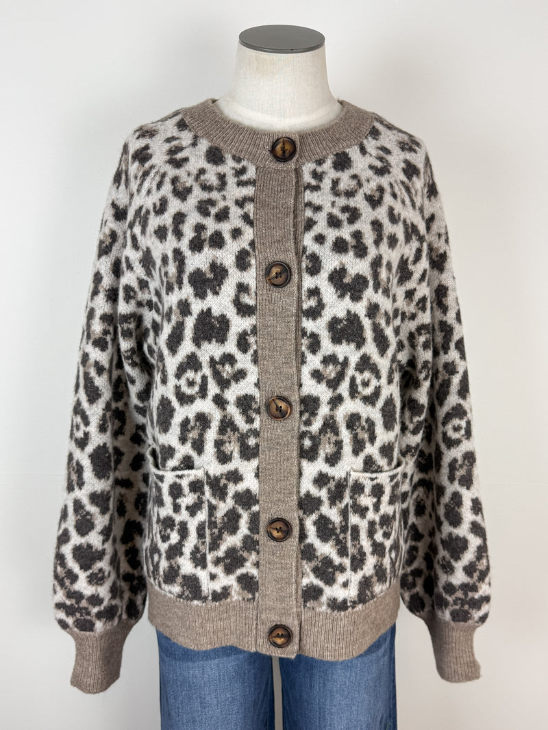 April Button Down Cardigan in Leopard