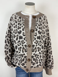 April Button Down Cardigan in Leopard