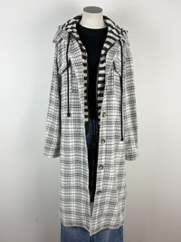 Emme Hooded Plaid Jacket in Ivory