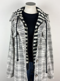 Emme Hooded Plaid Jacket in Ivory