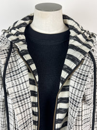 Emme Hooded Plaid Jacket in Ivory