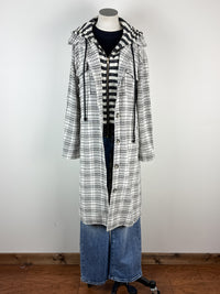 Emme Hooded Plaid Jacket in Ivory