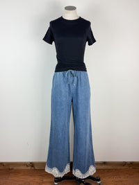 Cassidy Lace Trim Wide Leg Pant