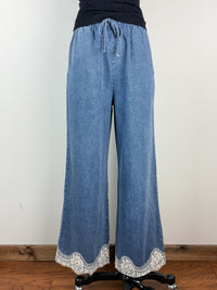 Cassidy Lace Trim Wide Leg Pant