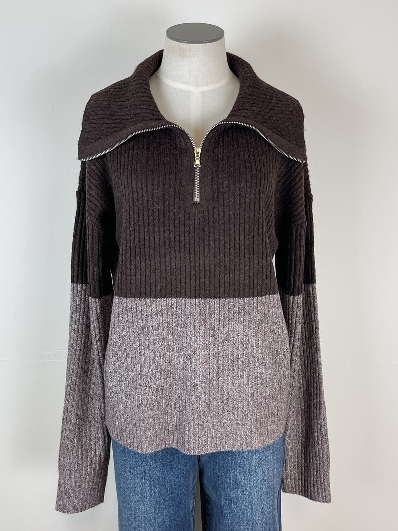 Thread & Supply Marie Pullover in Dark Brown Marled