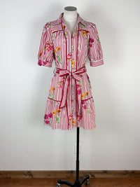 Hailey Striped Floral Dress in Red Mix