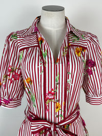 Hailey Striped Floral Dress in Red Mix