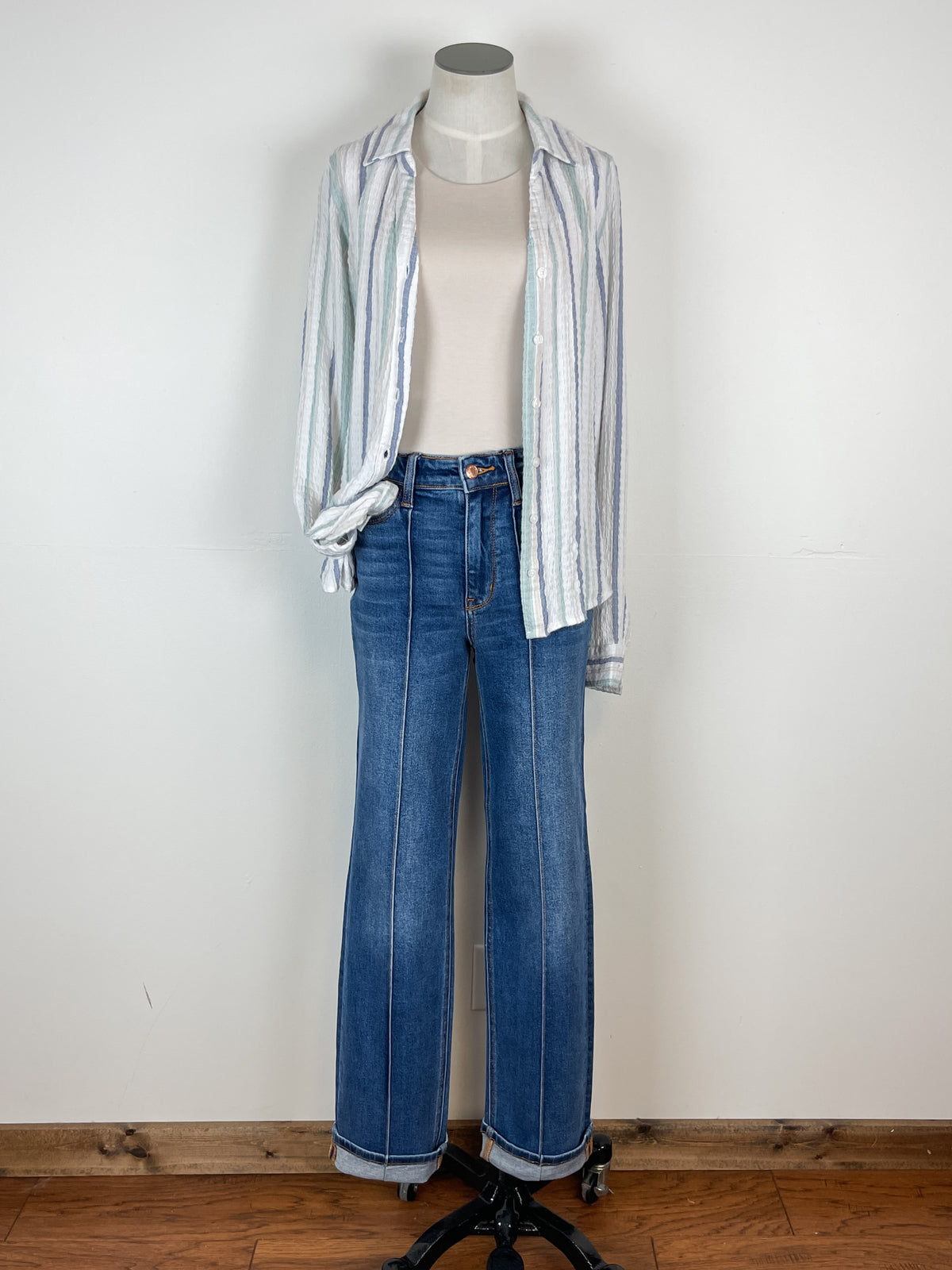 Judy Blue McKenna High Waist Front Seam Straight Jeans