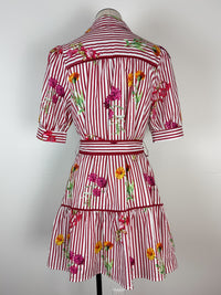 Hailey Striped Floral Dress in Red Mix