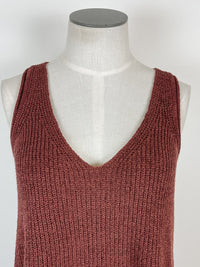 Brooke Knit V Neck Tank in Chestnut