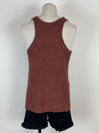 Brooke Knit V Neck Tank in Chestnut