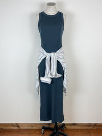 Payton Basic Maxi Dress in Charcoal Blue