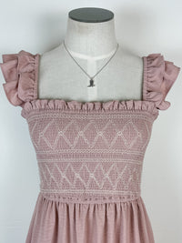 Kori Ruffle Strap Smocked Dress in Mauve