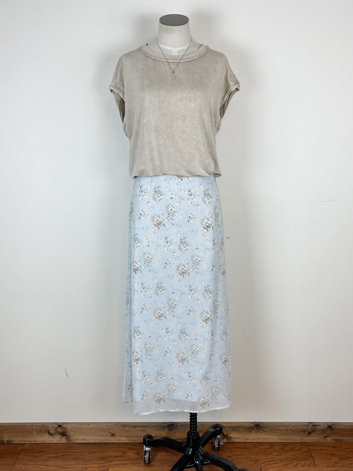 Monica Floral Skirt in Powder Blue