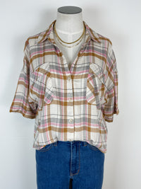 Savannah Plaid Button up in Pink Multi