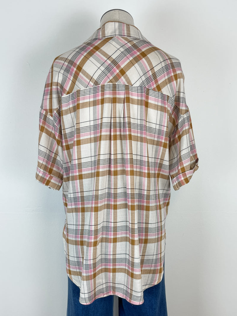 Savannah Plaid Button up in Pink Multi