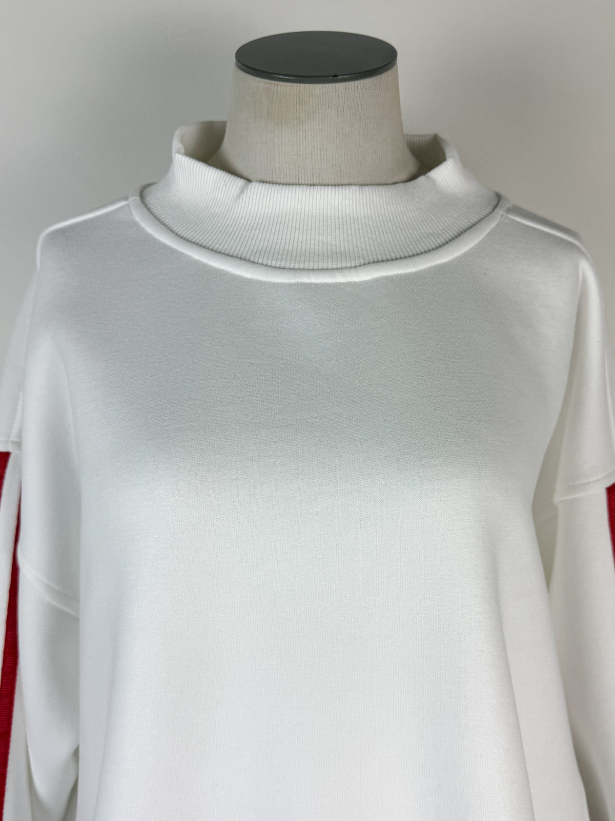 Moon Ryder Varsity Stripe Mock Neck Pullover in Red/White