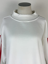 Moon Ryder Varsity Stripe Mock Neck Pullover in Red/White