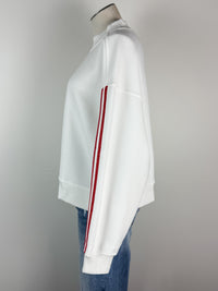 Moon Ryder Varsity Stripe Mock Neck Pullover in Red/White