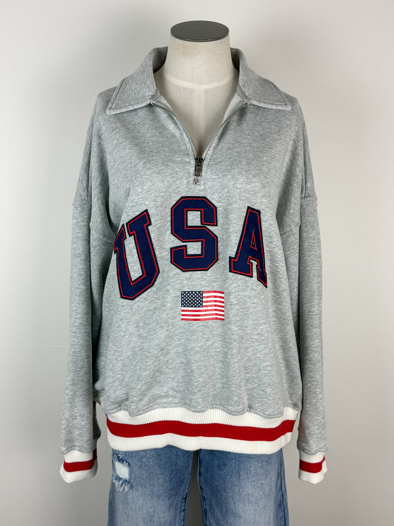 USA 1/4 Zip in Ash