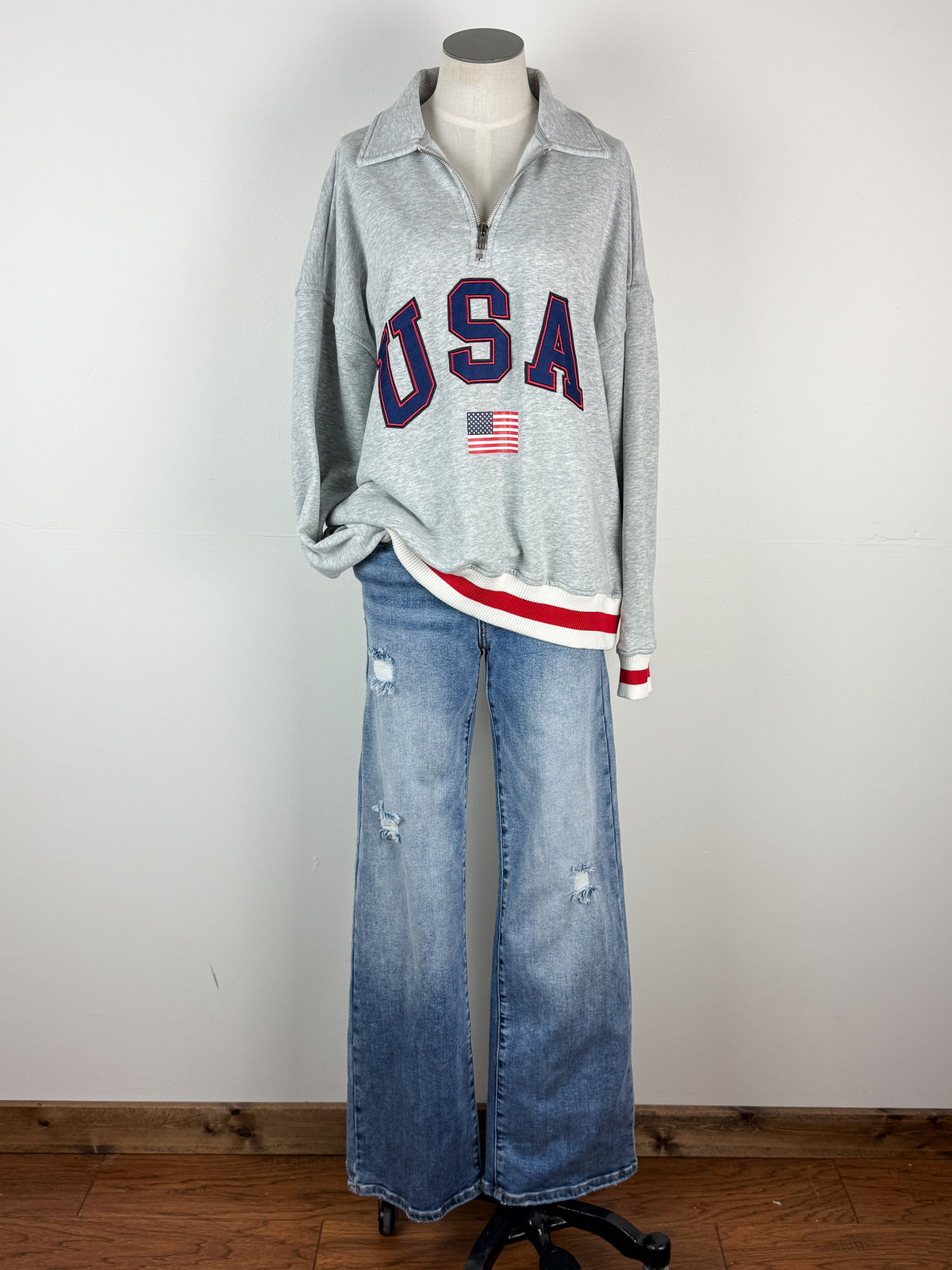 USA 1/4 Zip in Ash