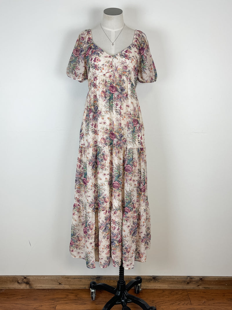 Maisy Floral Dress in Cream Multi