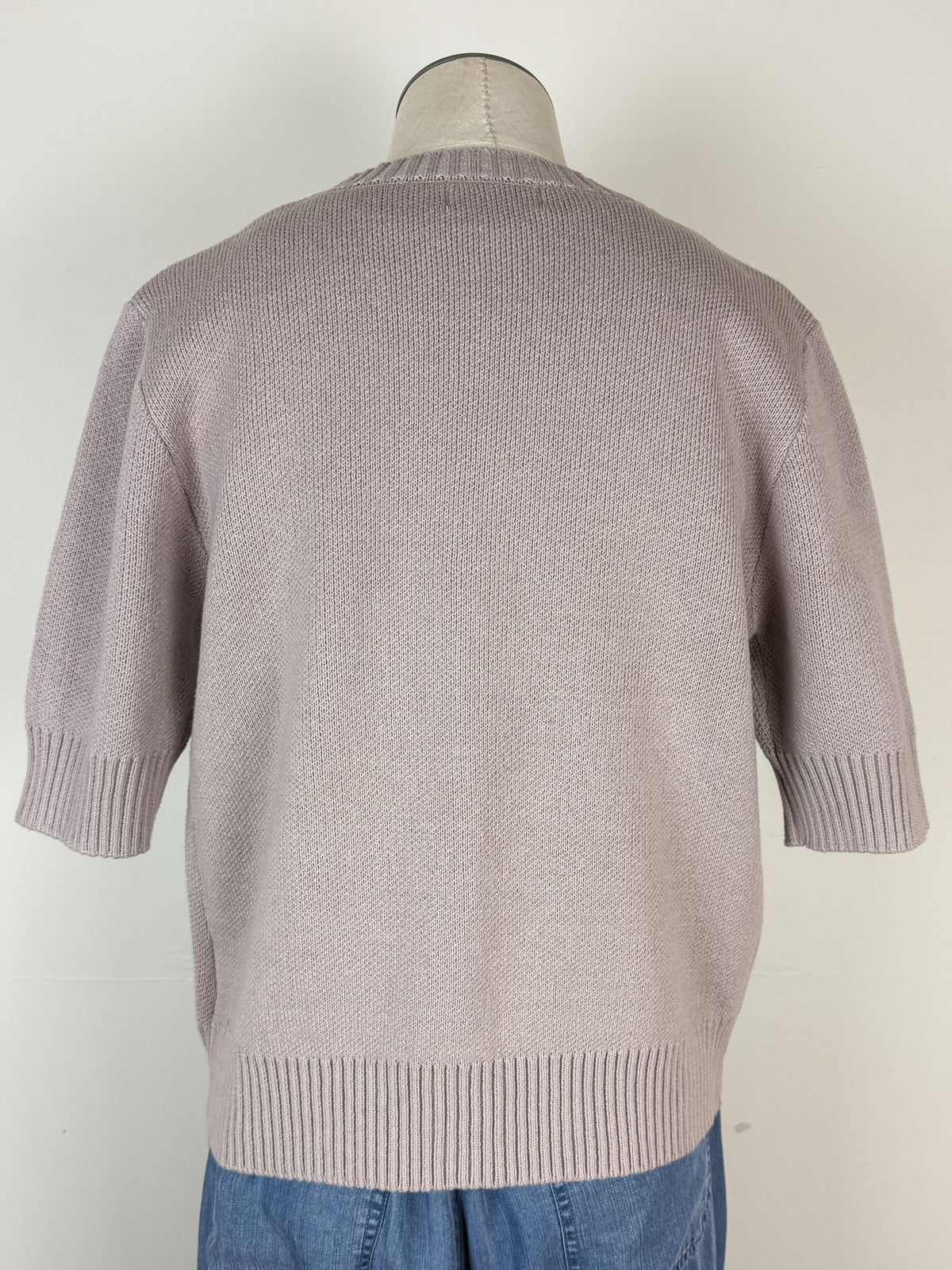 Daisy Embroidered Short Sleeve Cardigan in Lilac