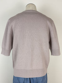 Daisy Embroidered Short Sleeve Cardigan in Lilac