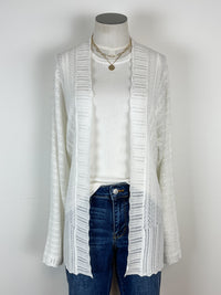 Lennox Pointelle Cardigan in Off White