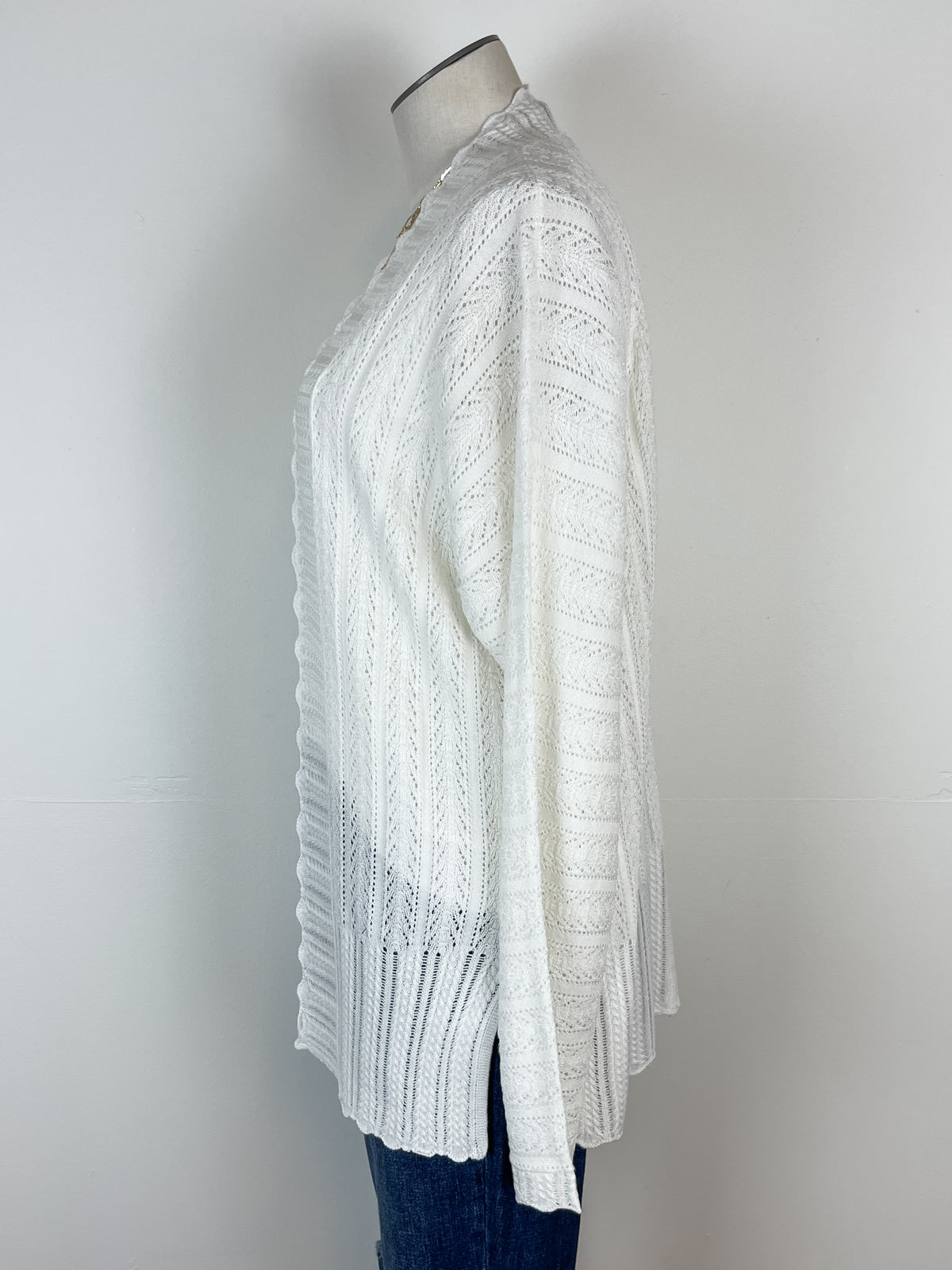 Lennox Pointelle Cardigan in Off White